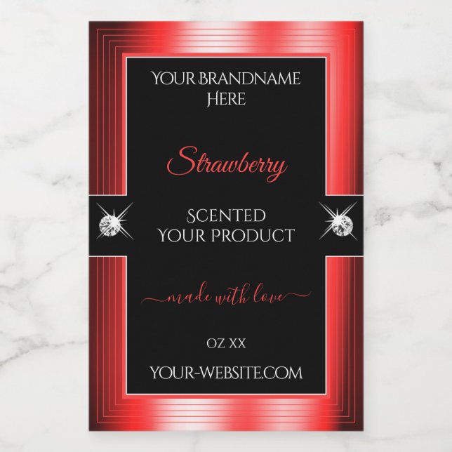 Exquisite Black Red Shiny Brilliants Product Label (Single Label)