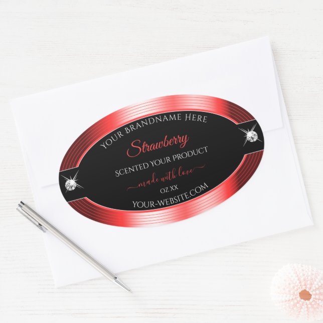 Exquisite Black Red Shiny Brilliants Product Label (Envelope)