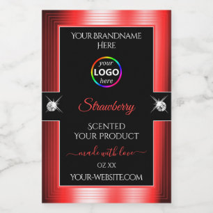 Exquisite Black Shiny Red with Logo Product Label