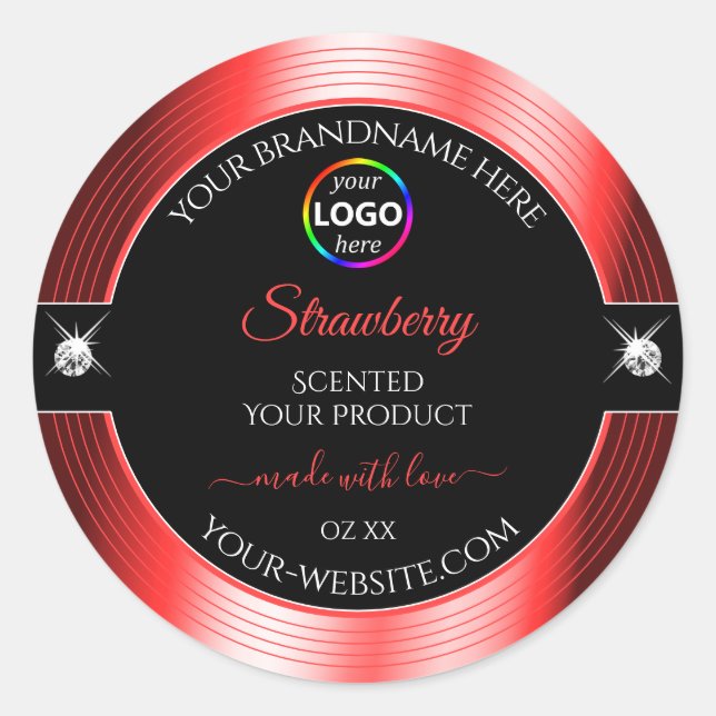 Exquisite Black Shiny Red with Logo Product Label (Front)