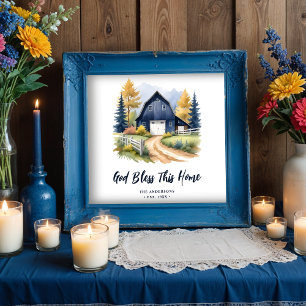 Exquisite Blue Rustic Barn Classic Farmhouse Style Poster