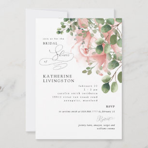 Exquisite Blush Floral Elegant Bridal Shower Invitation