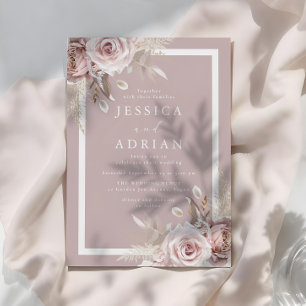 Exquisite Blush Pink Roses Wedding Invitation