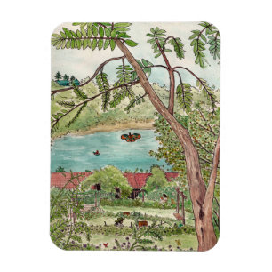 Exquisite Botanical Garden Oasis Watercolor Magnet