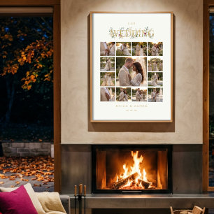 Exquisite Botanical Wedding Photo Collage TLW26 Poster