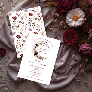 Exquisite Burgundy Wedding Floral Garland Invitation