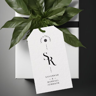 Exquisite Chic Minimalist Black & White Initials Gift Tags