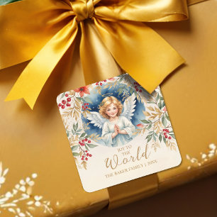 Exquisite Christmas Angel Flowers Victorian Square Sticker