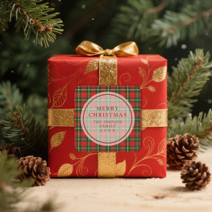 Exquisite Classic Festive Christmas Red Tartan Square Sticker