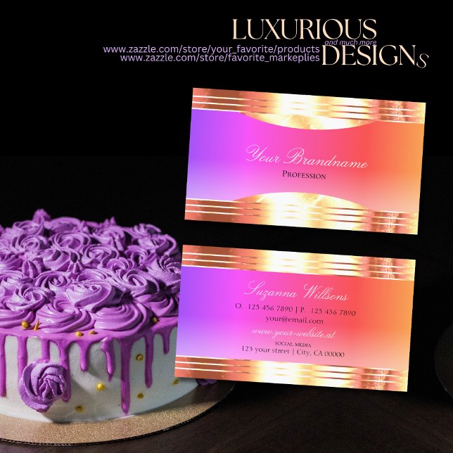 Exquisite Colourful with Rose Gold Borders Glamour Business Card (Creator Uploaded)