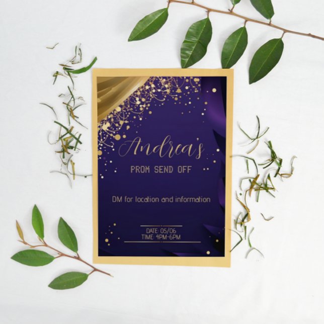 Exquisite Dark Blue and Gold Customised Invitation Flyer (Creator Uploaded)