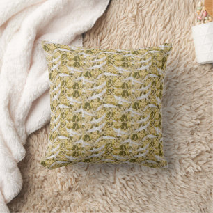Exquisite Doves Against Floral Illustration Cushion