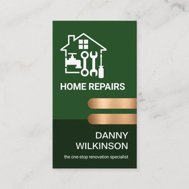 Exquisite Emerald Layer Bronze Tabs Business Card (Front)