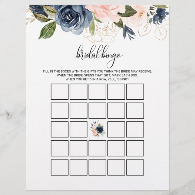 Exquisite Fall Bridal Bingo, Bridal Shower Game (Front)