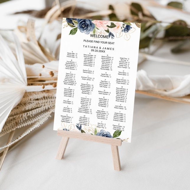 Exquisite Fall Floral Alphabetical Seating Chart (Creator Uploaded)