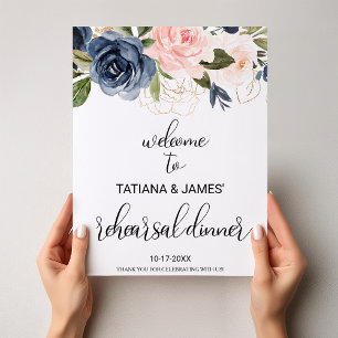 Exquisite Fall Floral Rehearsal dinner Welcome Poster