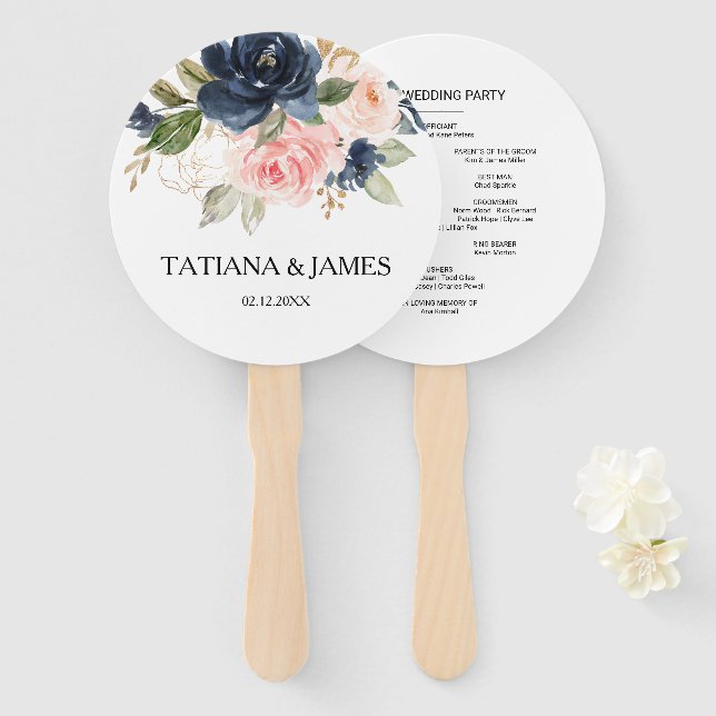 Exquisite Fall Floral Wedding Hand Fan (Front and Back)
