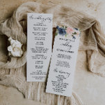 Exquisite Fall Floral Wedding Program Programme<br><div class="desc">This exquisite fall floral wedding program is perfect for a tropical wedding. The design depicts hand-drawn pink blush,  dark blue and navy whimsical flowers,  inspiring elegance,  class and natural beauty.</div>