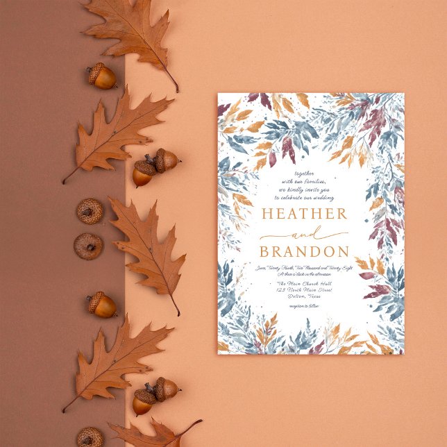  Exquisite Fall Watercolor Leaves Wedding Invitation (Creator Uploaded)
