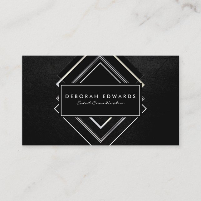 Exquisite Faux Leather Geometric Business Card (Front)