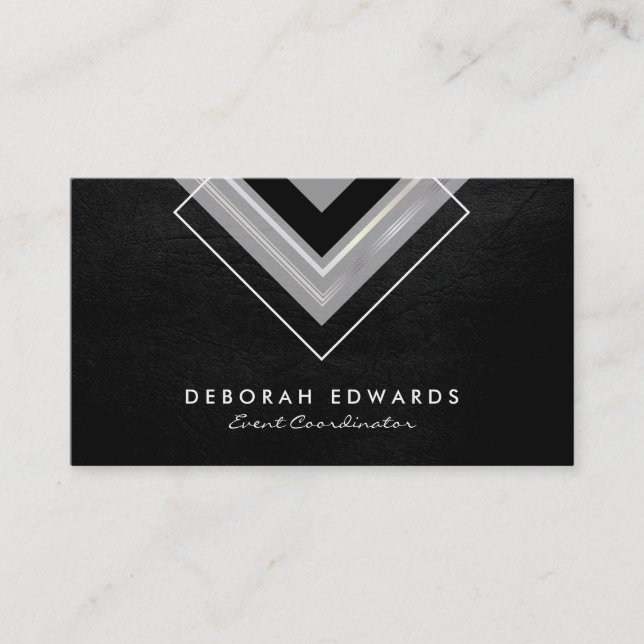 Exquisite Faux Leather Geometric Business Card (Front)