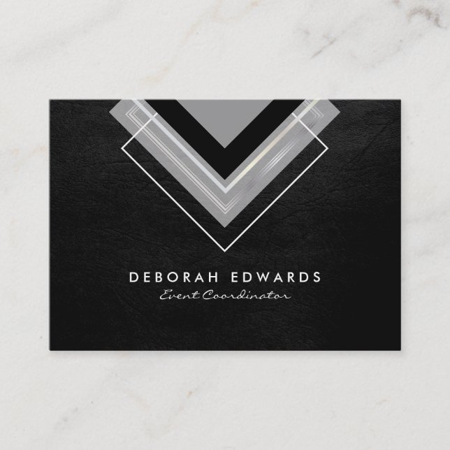 Exquisite Faux Leather Geometric Business Card (Front)