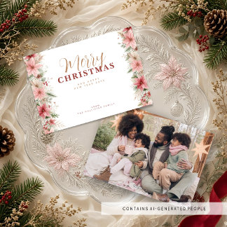 Exquisite Floral Holiday Photo Poinsettia TMF26 Card