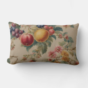 Exquisite Flowers and Fruits. Vintage French Style Lumbar Cushion