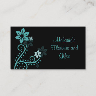 Exquisite Flowers Business Card, Turquoise Business Card