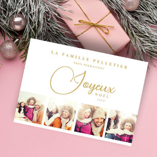 Exquisite French Joyeux Nöel 4 Photos Collage Holiday Card
