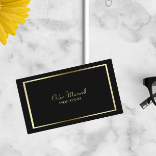 Exquisite Gold Frame Minimalist on Black Business Card