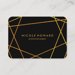 Exquisite Gold Lines Black White Business Card