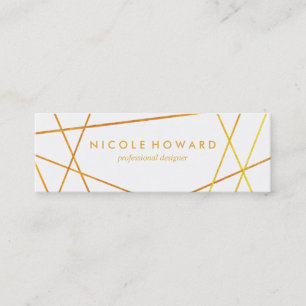 Exquisite Gold Lines Plain White Mini Business Card