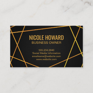 Exquisite Gold Lines Sleek Black Mesh Business Card
