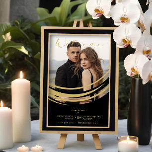 Exquisite Golden Abstract Geometric Shape Photo Poster