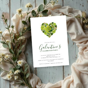 Exquisite Green Floral Heart Galentine's Day Invitation