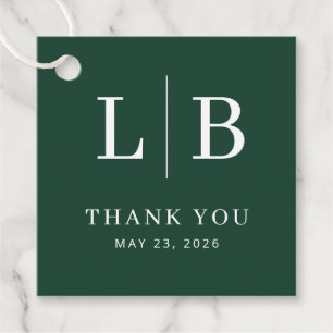 Exquisite Green Monogram Design Favour Tags