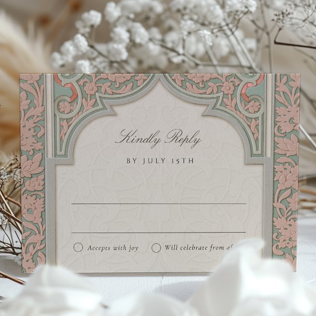 Exquisite Islamic Arch RSVP Card for Wedding (Creator Uploaded)