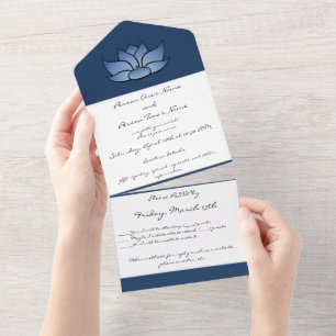 Exquisite Lotus in Blue All In One Invitation