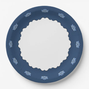 Exquisite Lotus in Blue Paper Plate