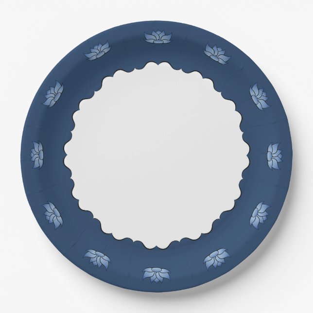 Exquisite Lotus in Blue Paper Plate (Front)