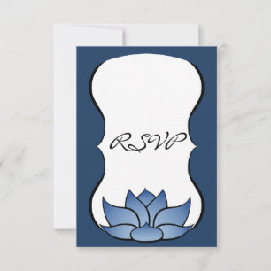 Exquisite Lotus in Blue RSVP Card