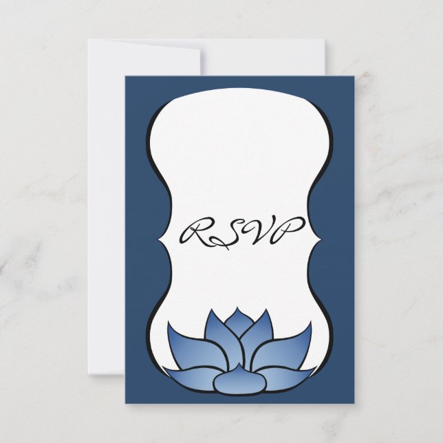 Exquisite Lotus in Blue RSVP Card (Front)
