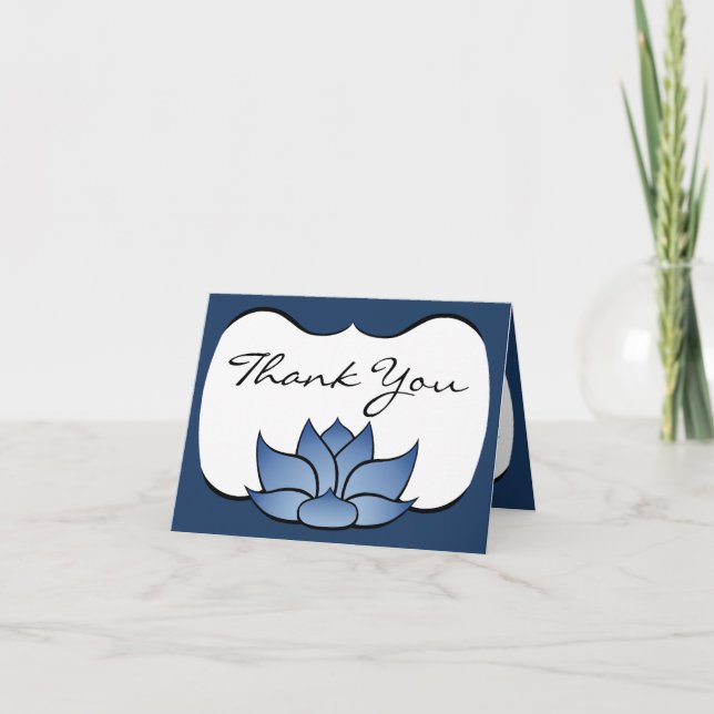 Exquisite Lotus in Blue Thank You Card (Front)
