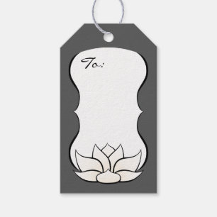 Exquisite Lotus in Pewter and White Gift Tag