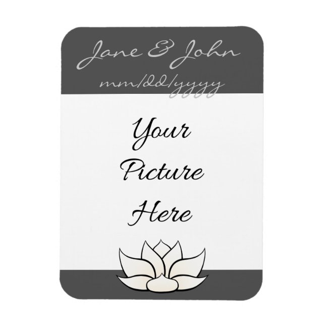 Exquisite Lotus in Pewter and White Magnet (Vertical)