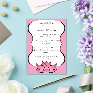 Exquisite Lotus in Pink Acrylic Wedding Invitations
