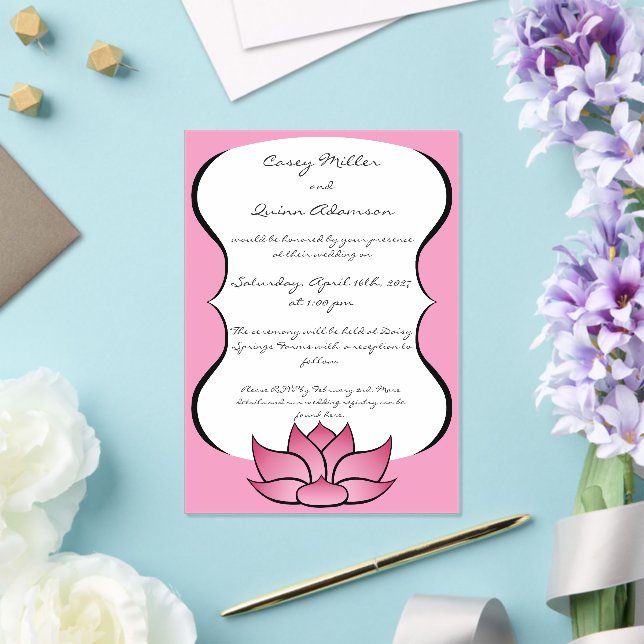 Exquisite Lotus in Pink Acrylic Wedding Invitations (Insitu (Wedding))