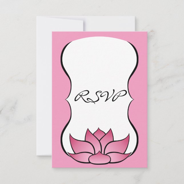 Exquisite Lotus in Pink RSVP Card (Front)