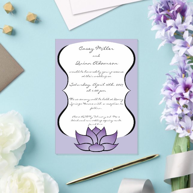 Exquisite Lotus in Purple Acrylic Wedding Invitations (Insitu (Wedding))